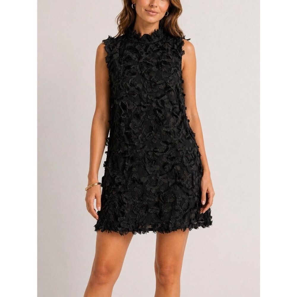 Preston & York Black Cynthia Dress Size 4 Floral Textured Sleeveless NWT